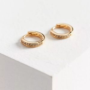 18k Gold Plated Rhinestone Hoop Earring